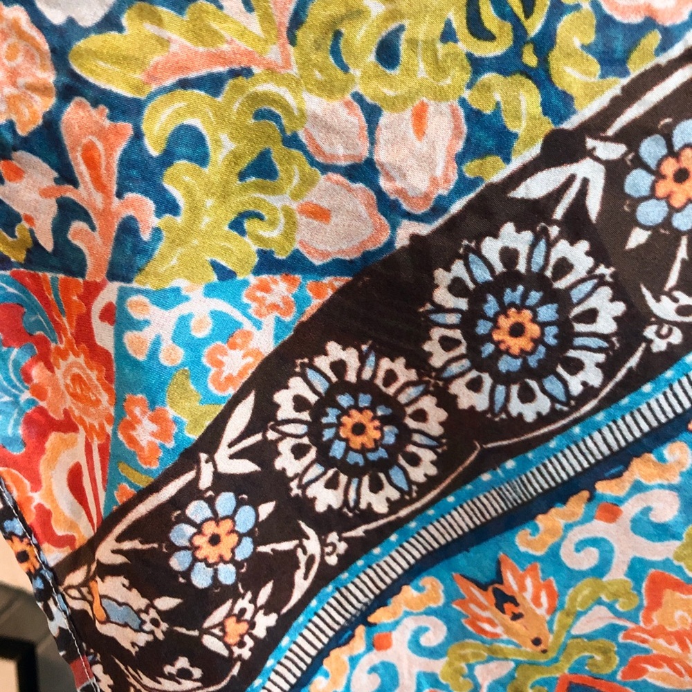 Johnny Was Silk Tunic Patchwork Printed Top - image 3